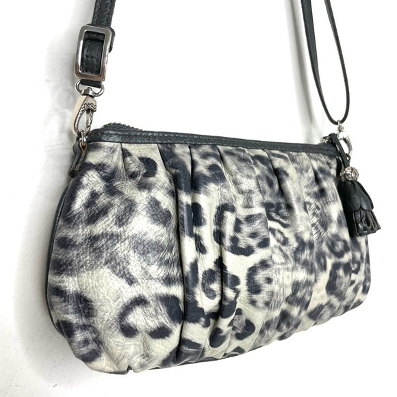 BRIGHTON Cosmo Cat Crossbody Clutch Leopard Print Black Grey Removable Strap - Picture 5 of 15